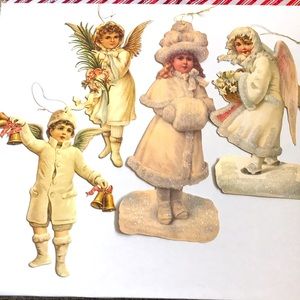 Vtg Victorian Christmas Ornaments Scrap/ Die Cuts